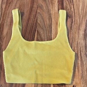 Yellow Ribbed Crop Top